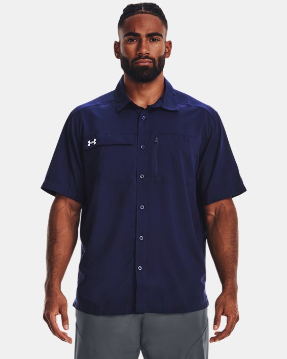 Men's UA Motivator Coach's Button Up Shirt, Blue, pdpMainDesktop image number 1